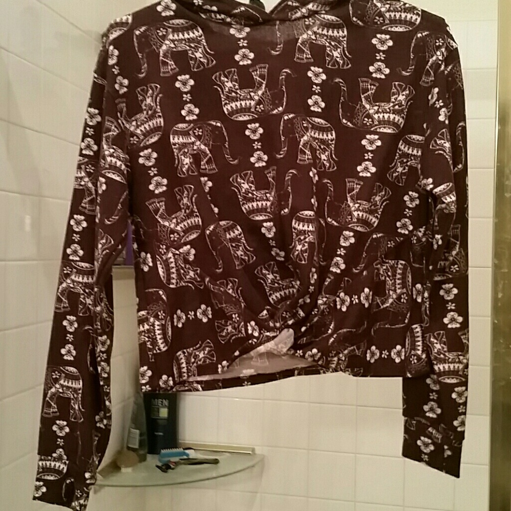 Maroon elephant crop hoodie